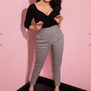 Cigarette Pants in Black Gingham- Vixen by Micheline Pitt